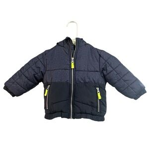 Carters Toddler Baby Boy Winter Jacket Navy and Lime Green Puffer 18 months